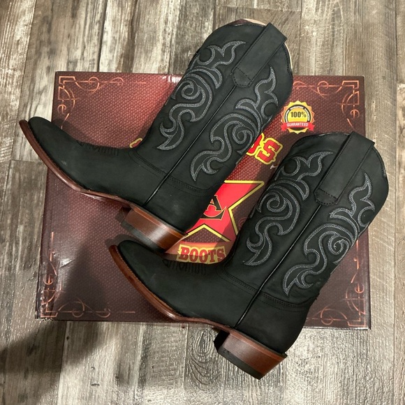 NWT Los Altos Black Leather Western Boots Size 6 - Picture 16 of 16